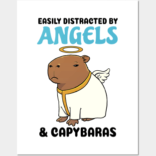 Easily Distracted by Angels and Capybaras Posters and Art